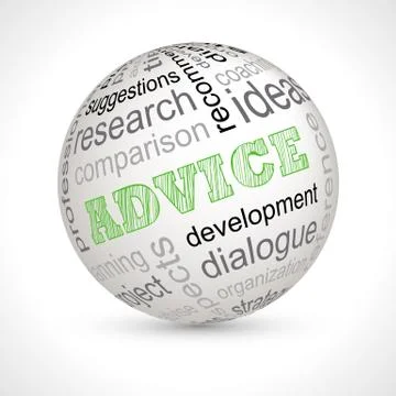 Advice theme sphere with keywords Stock Illustration