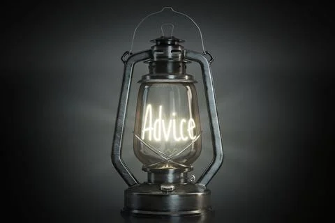Advice - Vintage Kerosene Lantern - 3d illustration Stock Illustration