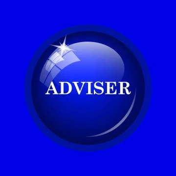 Adviser icon. Internet button on blue background. . Stock Illustration