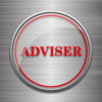 Adviser icon. Internet button on metallic background.. Stock Illustration
