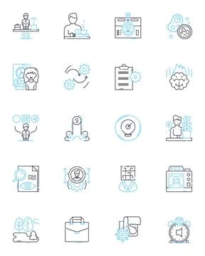 Advising linear icons set. Guiding, Coaching, Counseling, Suggesting Stock Illustration