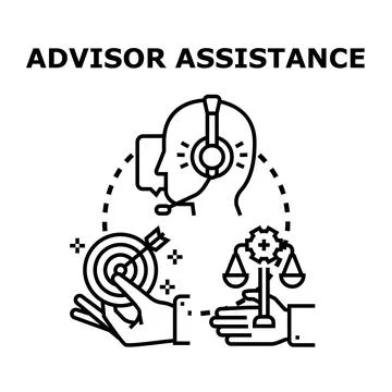Advisor assistance offering online support and strategic consulting Stock Illustration