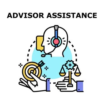 Advisor assistance offering online support and strategic consulting Stock Illustration