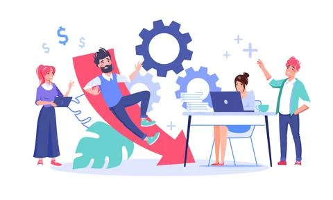 Advisor team giving advice to solve financial problem Stock Illustration