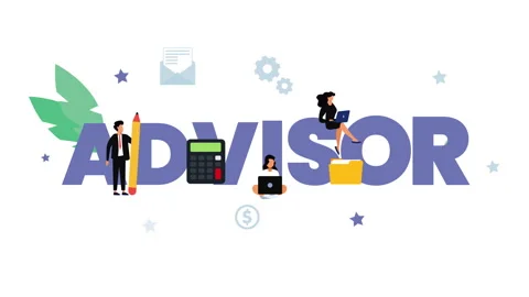 Advisor text design concept with people and icons animation. Stock Footage 243191978