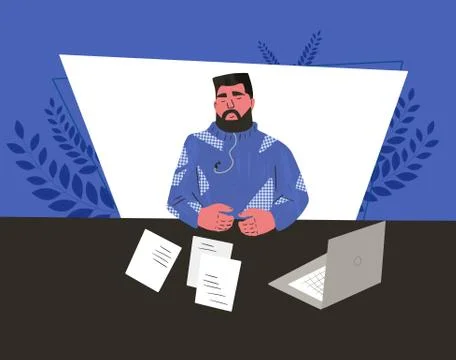 Advisors or analists. Expert explaining a situation. Bearded men sitting  and Stock Illustration