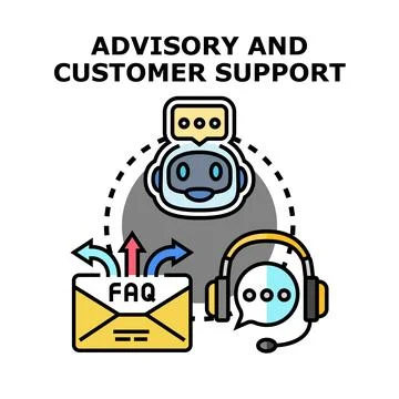 Advisory and customer support concept with chatbot Ilustración de archivo