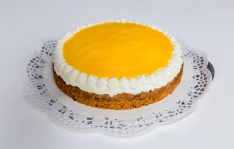 Advocaat cake on white background Stock Photos