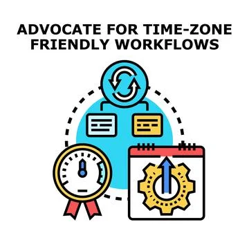 Advocating time zone friendly global business workflows Stock Illustration