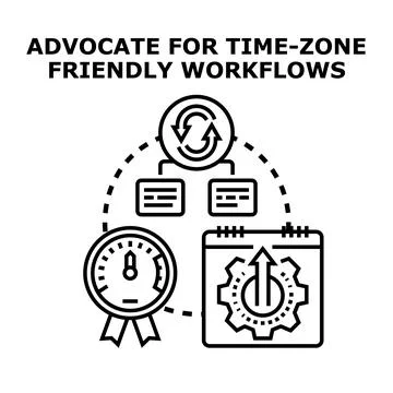 Advocating time zone friendly global business workflows Stock Illustration