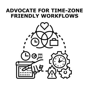 Advocating time zone friendly workflows and global collaboration Stock Illustration