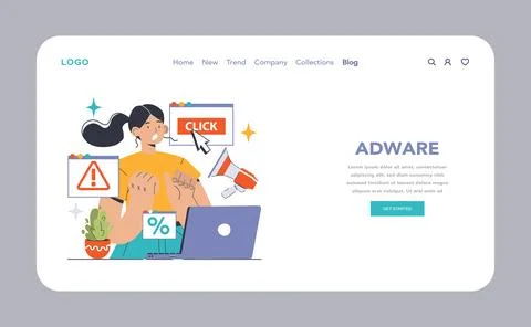 Adware alert concept. Flat vector illustration Illustrazione stock