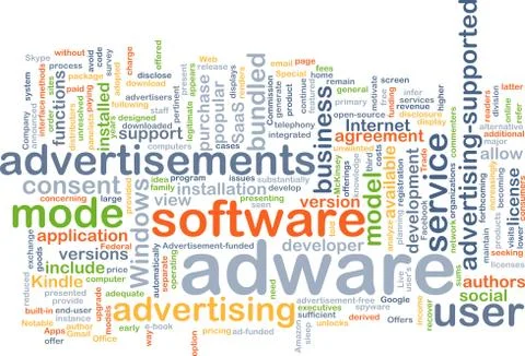 Adware wordcloud concept illustration Stock Illustration