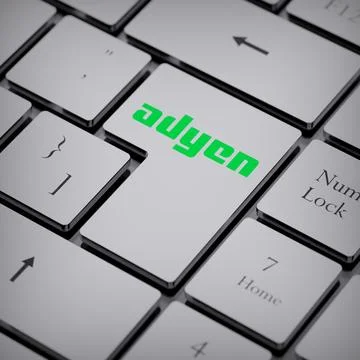 Adyen logo notebook keycap 3d illustration stock market editorial Stock Photos