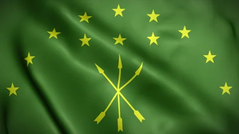 Adygea flag background realistic waving in the wind, 4K video (Loop) Stock Footage 247064306