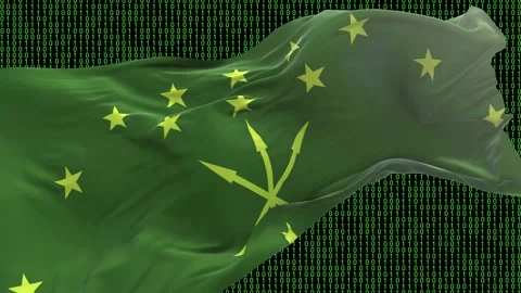 Adygea flag - Waving flag on matrix binary code background Stock Footage 321420766