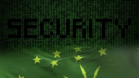 Adygea flag - Waving flag on matrix binary code background Stock Footage 321422070