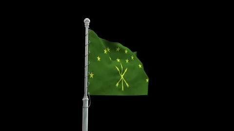 Adygea Flag Waving in Loop and Textured 3d Rendered Background Stock Footage 282888566