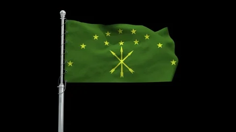 Adygea Flag Waving in Loop and Textured 3d Rendered Background - Stock Footage 282888575
