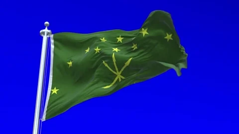 Adygea Flag Waving in Loopable and Textured green screen background Stock Footage 296876348