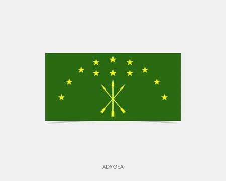 Adygea Rectangle flag icon with shadow. Stock Illustration