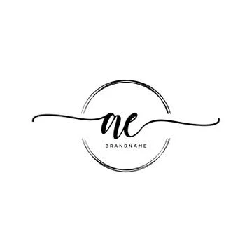 AE Initial handwriting logo with circle template vector Stock Illustration