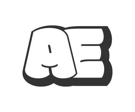 AE logo, bubble comic lettering, rounded in graffiti style black and white .. Stock Illustration