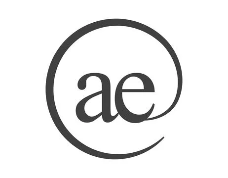 AE logo from two letter with circle shape email sign style. A and E round l.. Stock Illustration