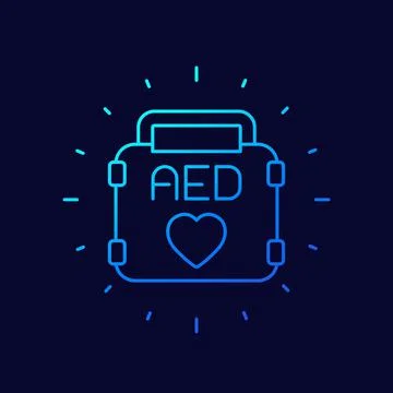 AED, automated external defibrillator line icon Stock Illustration