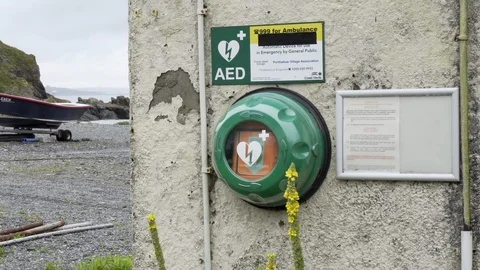 AED Automatic Emergency Defibrillator unit for public use stock footage Stock Footage 116789137
