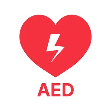 AED Vector Icon Emergency Defibrillator Sign Red Heart Electricity Vector 스톡 일러스트