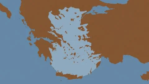 Aegean Sea highlighted on a tiled pattern colored map Stockillustratie