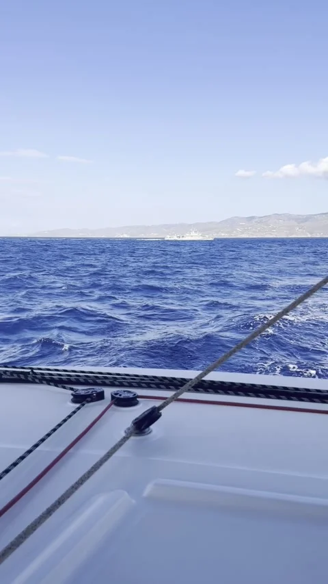 Aegean Sea View from Catamaran Deck Stock Footage 336965062