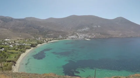 Aegiali beach of Amorgos, Greece Video stock 80602045