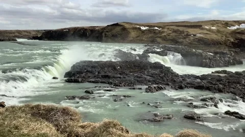 Aegissidufoss waterfall panoramic view Stock Footage 255528153