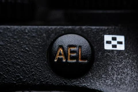 The AEL button is close on the camera. Old and dirty Stock Photos