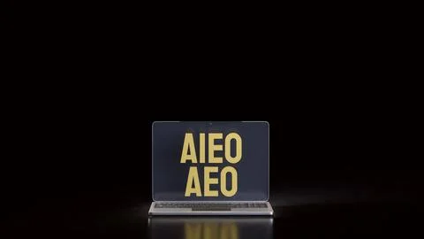 The AEO and AIEO on notebook for technology concept 3d Rendering. イラスト素材
