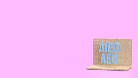 The AEO and AIEO on notebook for technology concept 3d Rendering. Illustrazione stock