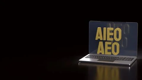 The AEO and AIEO on notebook for technology concept 3d Rendering. イラスト素材