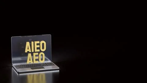 The AEO and AIEO on notebook for technology concept 3d Rendering. イラスト素材