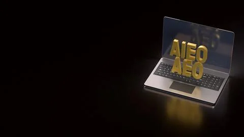 The AEO and AIEO on notebook for technology concept 3d Rendering. Stock Illustration