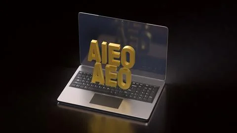 The AEO and AIEO on notebook for technology concept 3d Rendering. イラスト素材