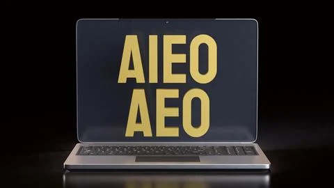 The AEO and AIEO on notebook for technology concept 3d Rendering. Stock Illustration