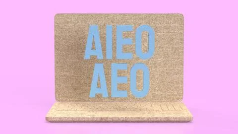 The AEO and AIEO on notebook for technology concept 3d Rendering. Illustrazione stock