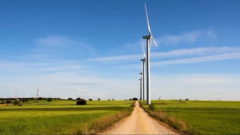 Aeolian generators field Stock Footage 106947696