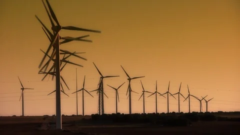 Aeolian generators field Stock Footage 106947821