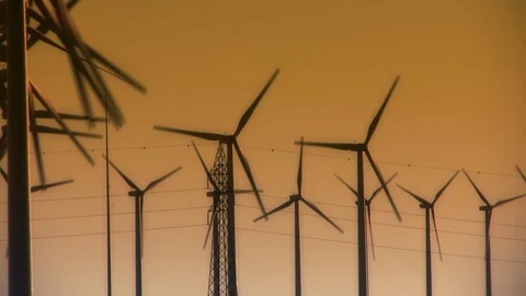 Aeolian generators field Stock Footage 106947823