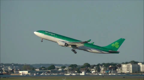 Aer Lingus airlines airplane takes off Stock Footage