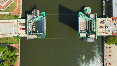 Aerail Shot Of A Bridge As We Pull Back Video stock 221580163