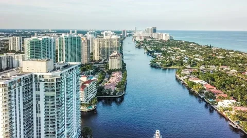 Aerail video of South Florida cityscape Stock Footage 132381653